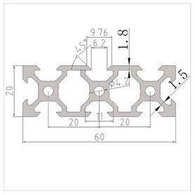 Профиль Алюминевый, V Евростандарт 2060 мм Оксидированный